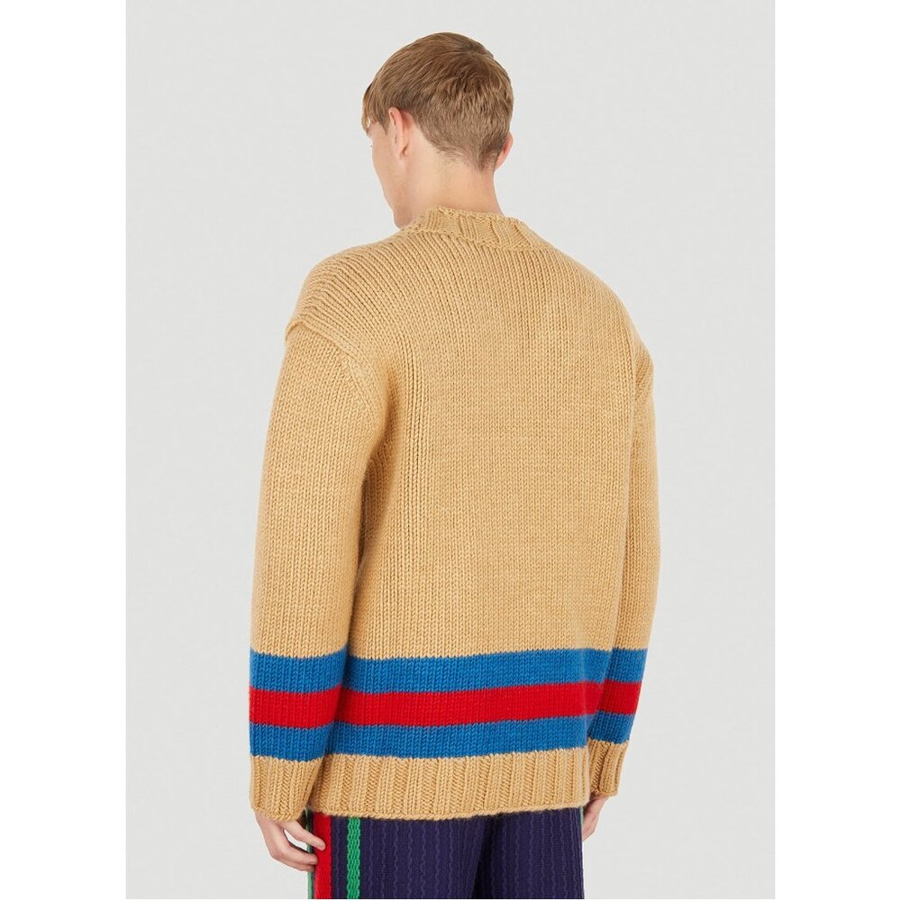 GUCCI MENS SWEATER STRIPED MOHAIR WOOL BLEND WEB STRIPE MOTIF sz M MEDIUM - Picture 3 of 15